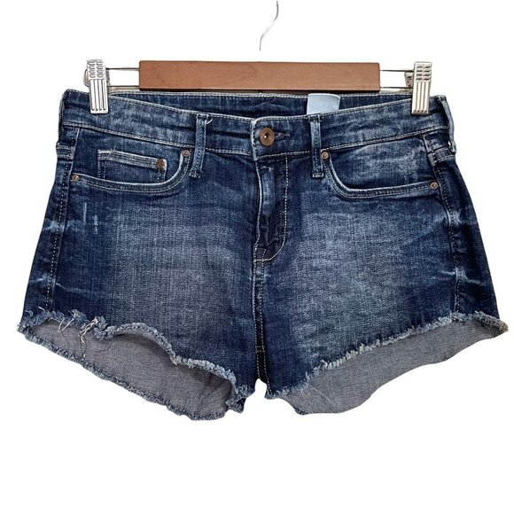 &Denim H&M Womens Dark Wash Stretch Raw Hem Cut Off Stonewash Jean Shorts Size 4 - Picture 1 of 8
